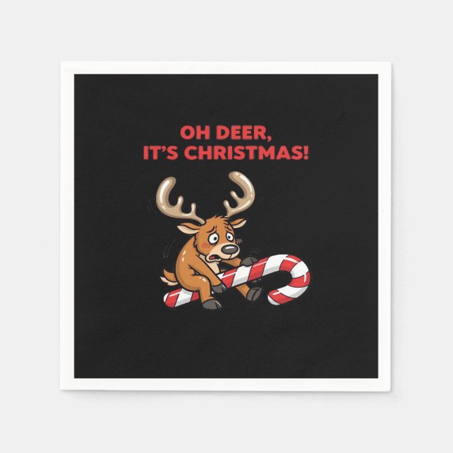 Oh Deer Its Christmas Stressed Reindeer With Sweet Napkins (Front)