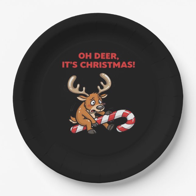Oh Deer Its Christmas Stressed Reindeer With Sweet Paper Plates (Front)