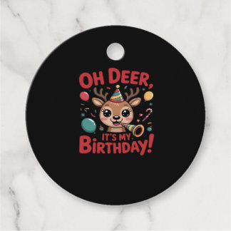 Oh Deer Its My Birthday Cute Reindeer Festive Styl Favor Tags