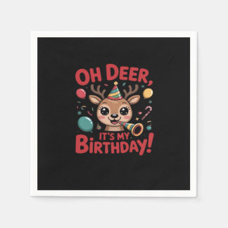Oh Deer Its My Birthday Cute Reindeer Festive Styl Napkins