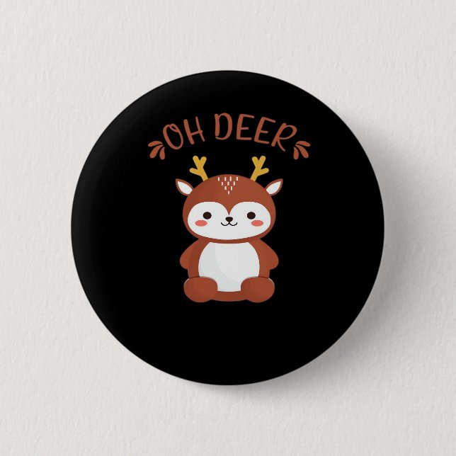 Oh Deer Kawaii Deer Playful Art Style  Button (Front)