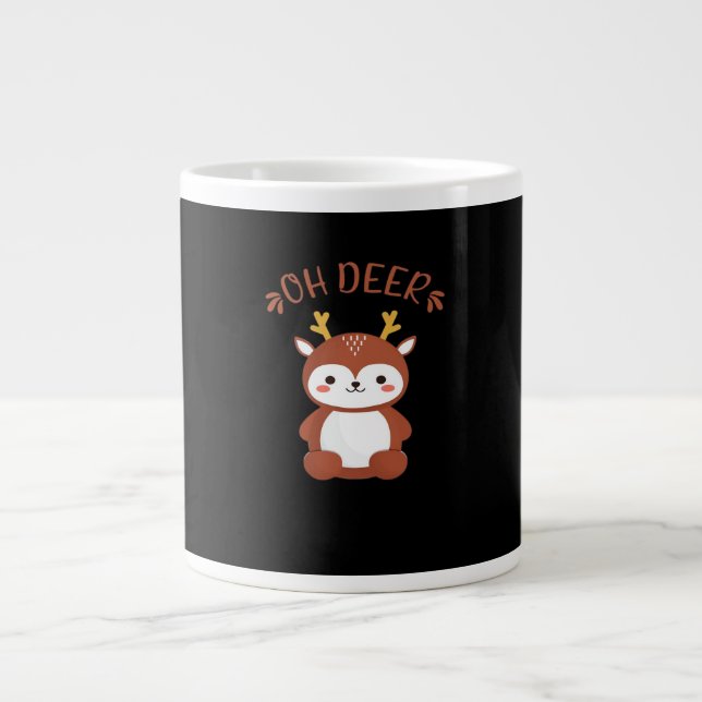 Oh Deer Kawaii Deer Playful Art Style  Giant Coffee Mug (Front)