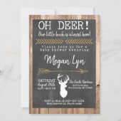 OH Deer! Little Buck Buffalo Plaid Baby Shower Invitation (Front)