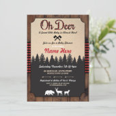 Oh Deer Lumberjack Red Baby Shower Boy Girl Invite (Standing Front)
