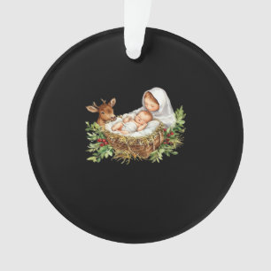 Oh Deer Mary Nativity Scene Christmas Jesus Ornament