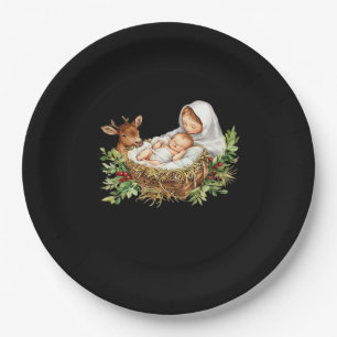 Oh Deer Mary Nativity Scene Christmas Jesus Paper Plates