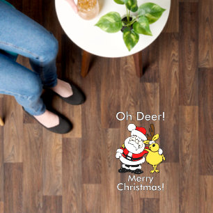 Oh Deer Merry Christmas Santa Claus 12" x 18" Floor Decals