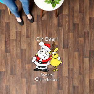 Oh Deer Merry Christmas Santa Claus Floor Decals
