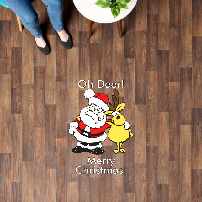 Oh Deer Merry Christmas Santa Claus Floor Decals (Floor)