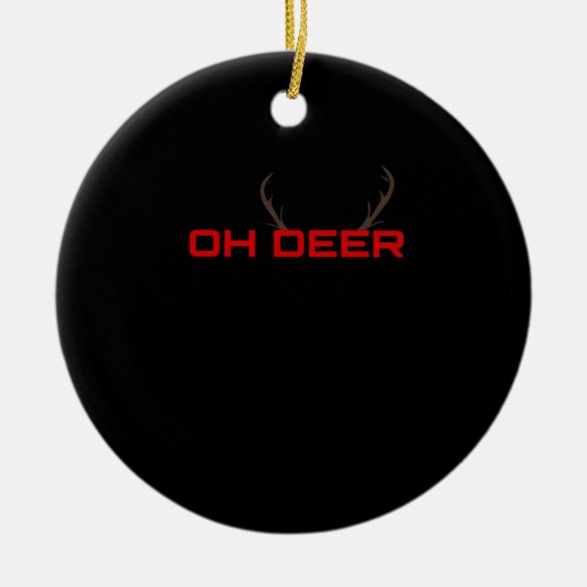 Oh Deer Minimal Aesthetic Vibe Ceramic Ornament (Front)