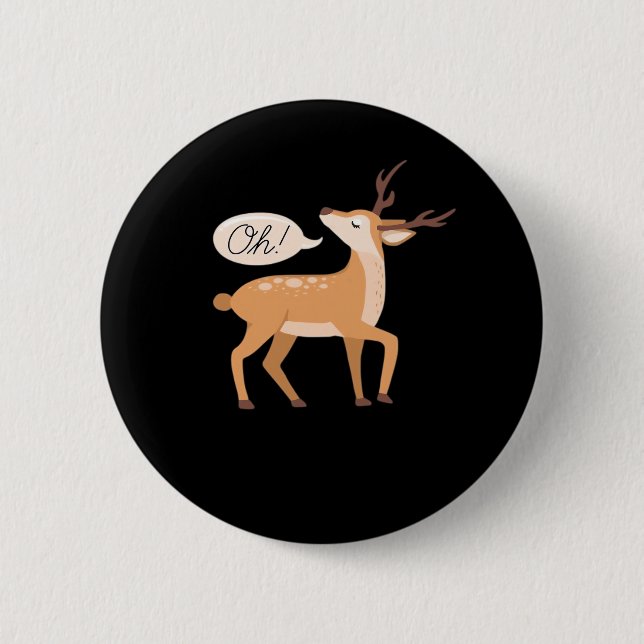 Oh Deer Minimal Clean Aesthetic  Button (Front)