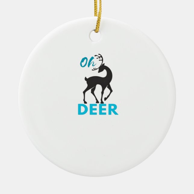 Oh Deer Minimal Design Ceramic Ornament (Front)