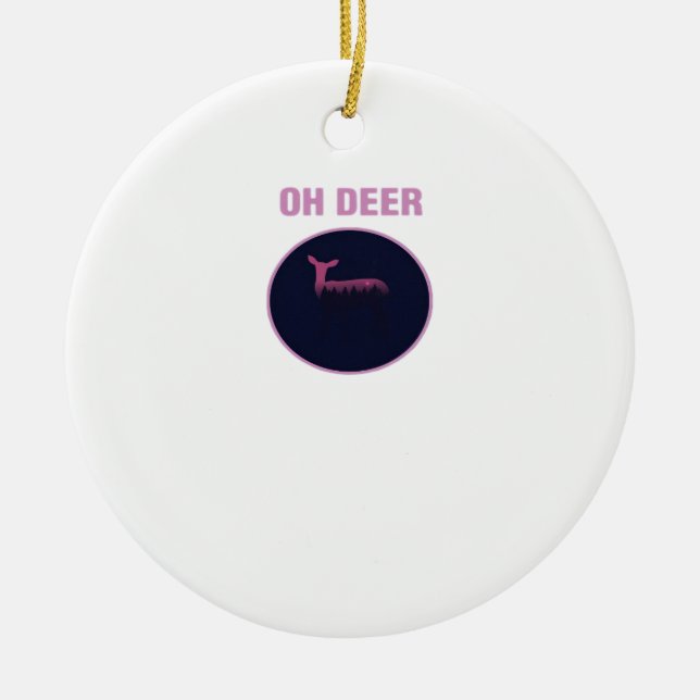 Oh Deer Modern Aesthetic Ceramic Ornament (Front)