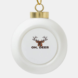 Oh Deer Modern Clean Design  Ceramic Ball Christmas Ornament