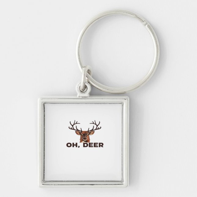 Oh Deer Modern Clean Design  Keychain (Front)