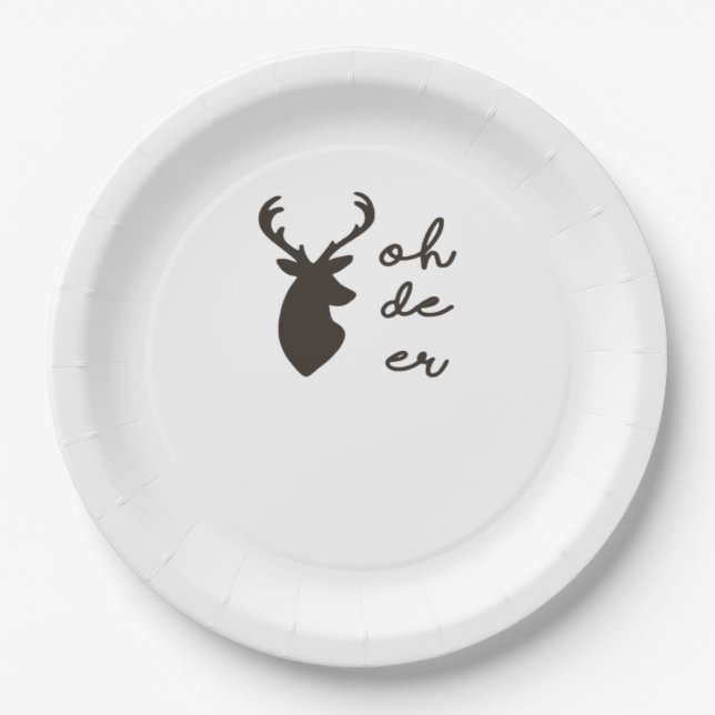 Oh Deer Modern Graphic Style  Paper Plates (Front)
