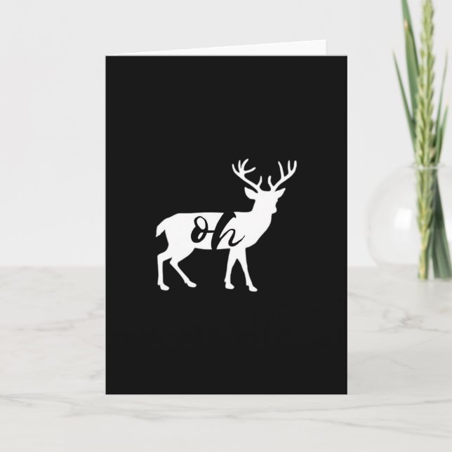 Oh Deer Monochrome Minimal Design Card (Front)