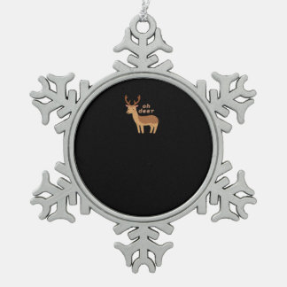 Oh Deer Oh Dear Retro Classic Style Snowflake Pewter Christmas Ornament