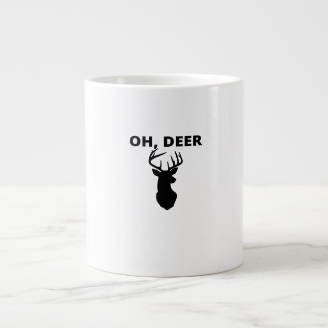 Oh Deer Oh Dear Whimsical Art Style  Giant Coffee Mug (Front)