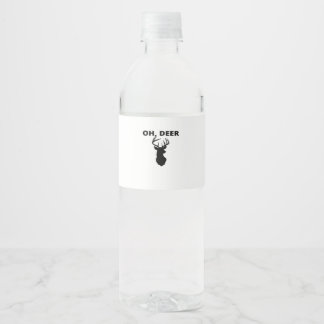 Oh Deer Oh Dear Whimsical Art Style Water Bottle Label