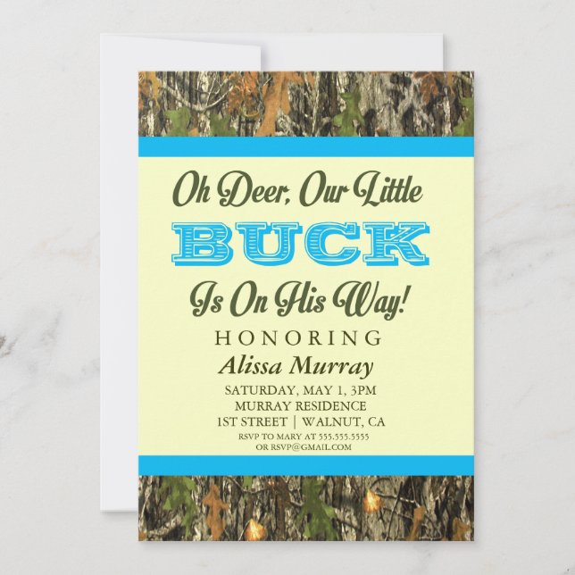 Oh Deer Our Little Buck Is On His Way Baby Shower Invitation (Front)