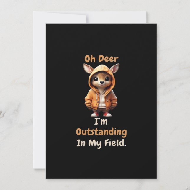 Oh Deer Outstanding In My Field FFlat Holiday Card (Front)