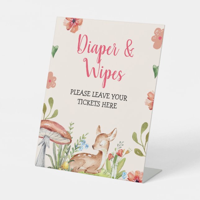 Oh Deer Party Decorations Diaper Raffle Pedestal Sign (Front)