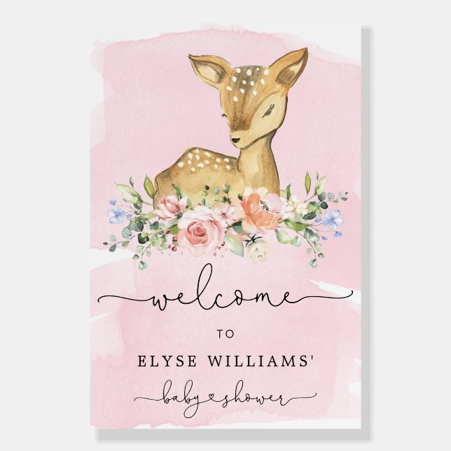 Oh Deer Pink Foamboard Welcome Sign (Front)
