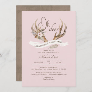 Oh Deer Pink Woodland Baby Shower Invitation – Boh