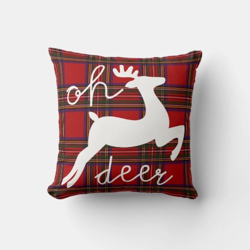 oh deer plaid throw pillow