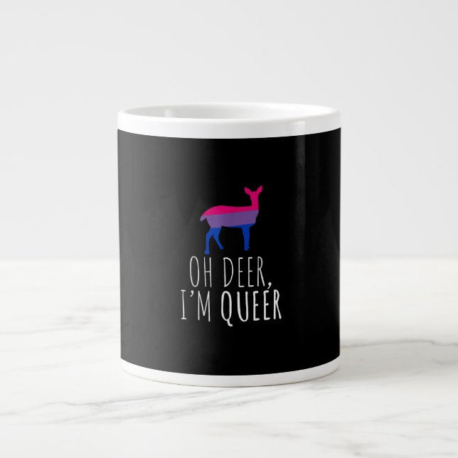 Oh Deer Queer Bisexual Pride Gay Lesbian Design  Giant Coffee Mug (Front)