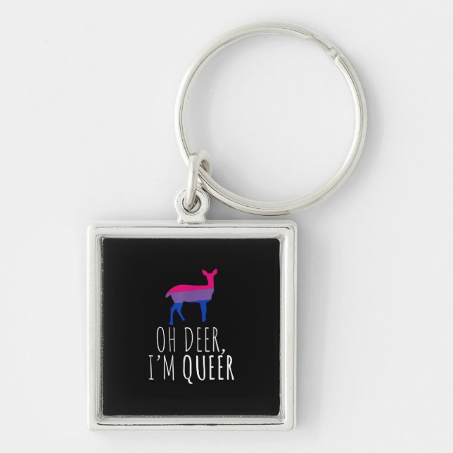Oh Deer Queer Bisexual Pride Gay Lesbian Design  Keychain (Front)