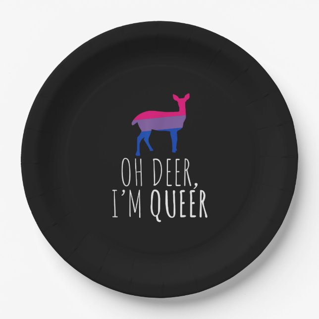 Oh Deer Queer Bisexual Pride Gay Lesbian Design  Paper Plates (Front)