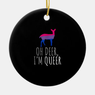 Oh Deer Queer Bisexual Pride Gay Lesbian DOrnament Ceramic Ornament
