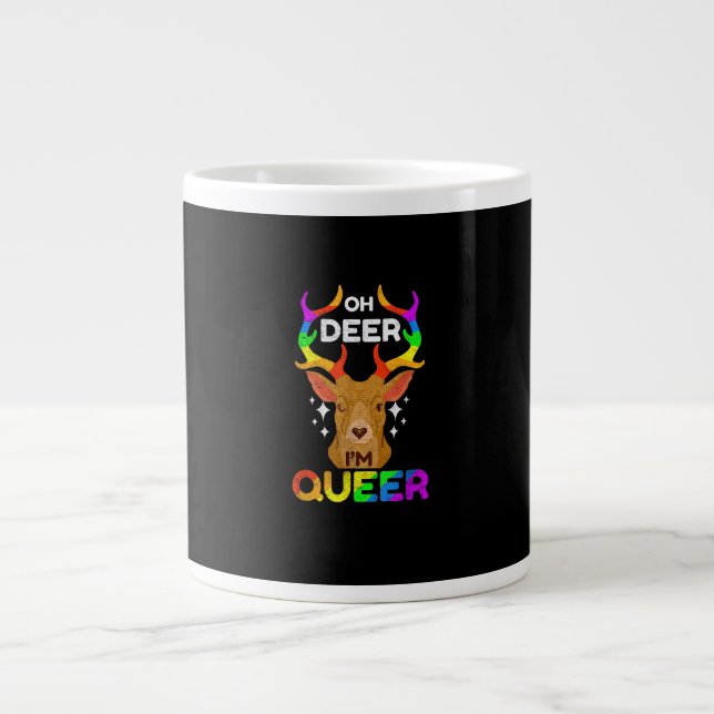 Oh Deer Queer Funny LGBTQ Pride Awareness  Giant Coffee Mug (Front)