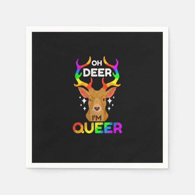 Oh Deer Queer Funny LGBTQ Pride Awareness  Napkins (Front)