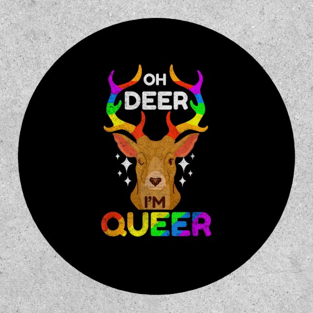 Oh Deer Queer Funny LGBTQ Pride Awareness  Patch (Front)