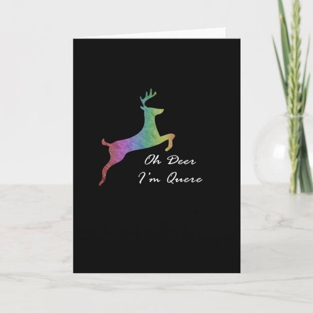 Oh Deer Queer Funny Pun LGBT PFolded Greeting Card (Front)