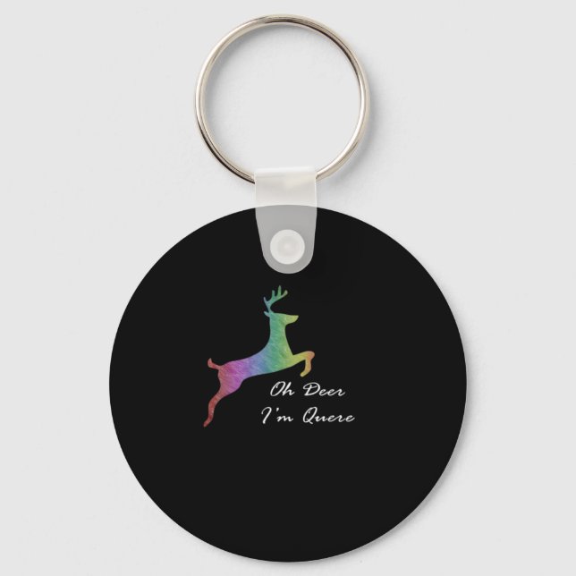 Oh Deer Queer Funny Pun LGBT Pride CelebraKeychain Keychain (Front)
