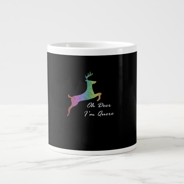 Oh Deer Queer Funny Pun LGBT Pride Celebration  Giant Coffee Mug (Front)