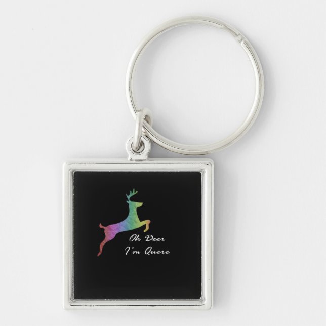 Oh Deer Queer Funny Pun LGBT Pride Celebration  Keychain (Front)