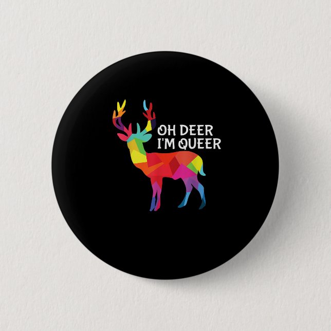 Oh Deer Queer Funny Pun LGBT Pride Design Button (Front)