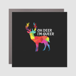Oh Deer Queer Funny Pun LGBT Pride Design Car Magnet