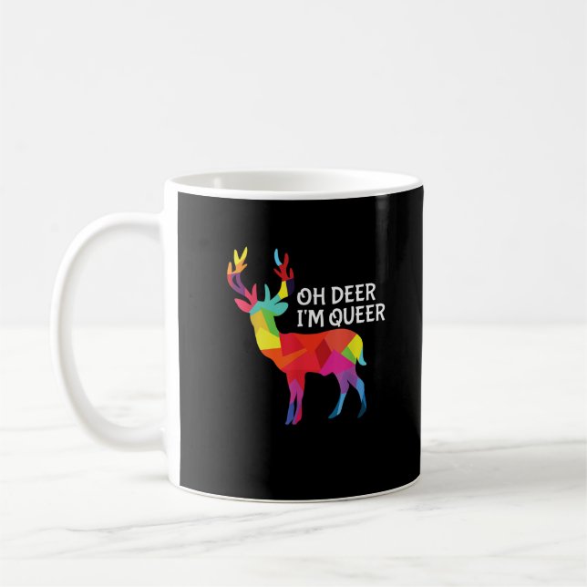 Oh Deer Queer Funny Pun LGBT Pride Design Coffee Mug (Left)