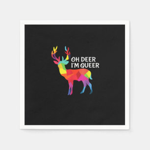 Oh Deer Queer Funny Pun LGBT Pride Design Napkins