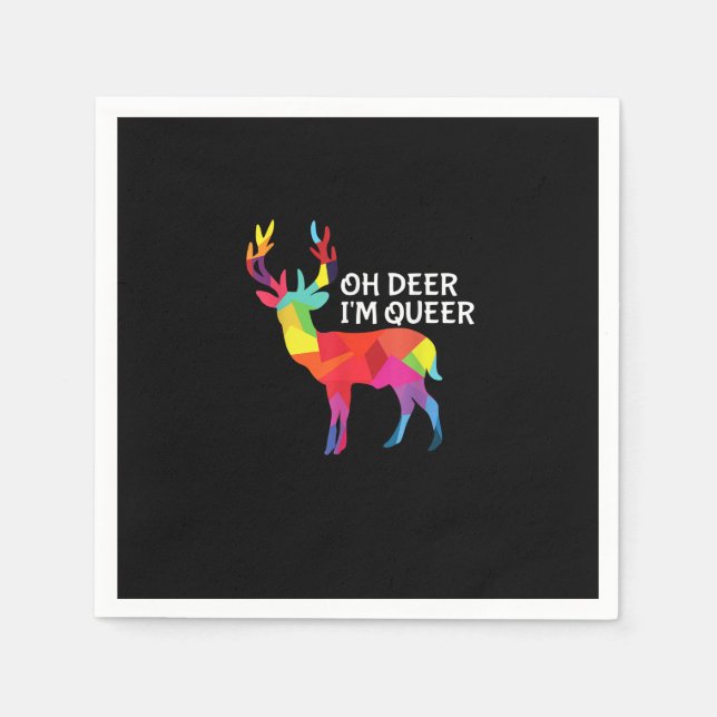 Oh Deer Queer Funny Pun LGBT Pride Design Napkins (Front)