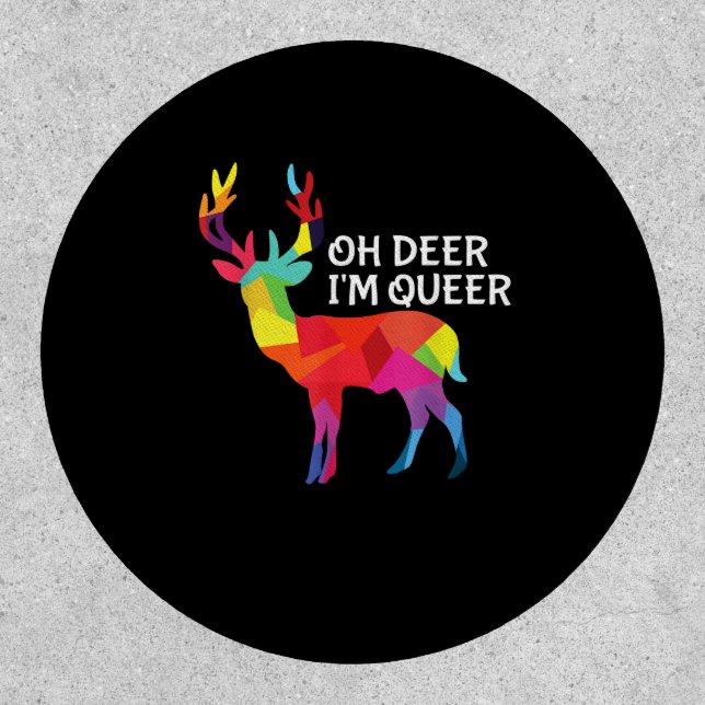 Oh Deer Queer Funny Pun LGBT Pride Design Patch (Front)