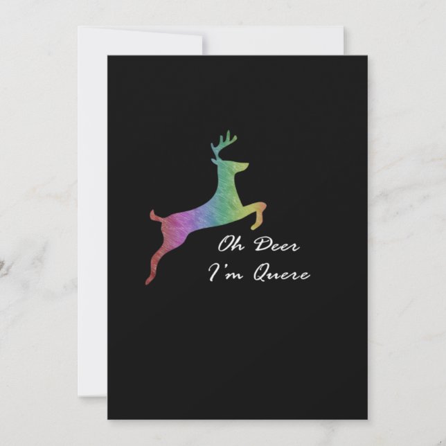 Oh Deer Queer Funny Pun LGBT PridFlat Holiday Card (Front)