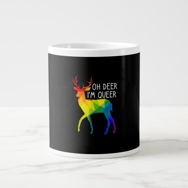 Oh Deer Queer LGBTQ Pride Celebration Month  Giant Coffee Mug (Front)