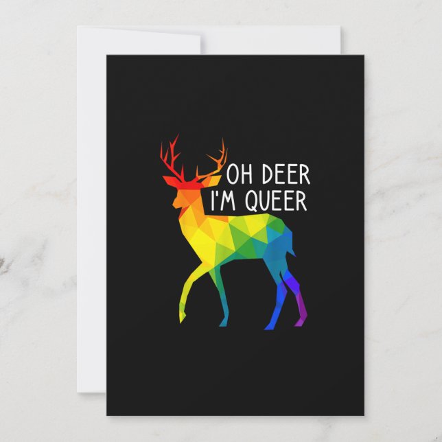 Oh Deer Queer LGBTQ Pride Celebration Month Holiday Card (Front)
